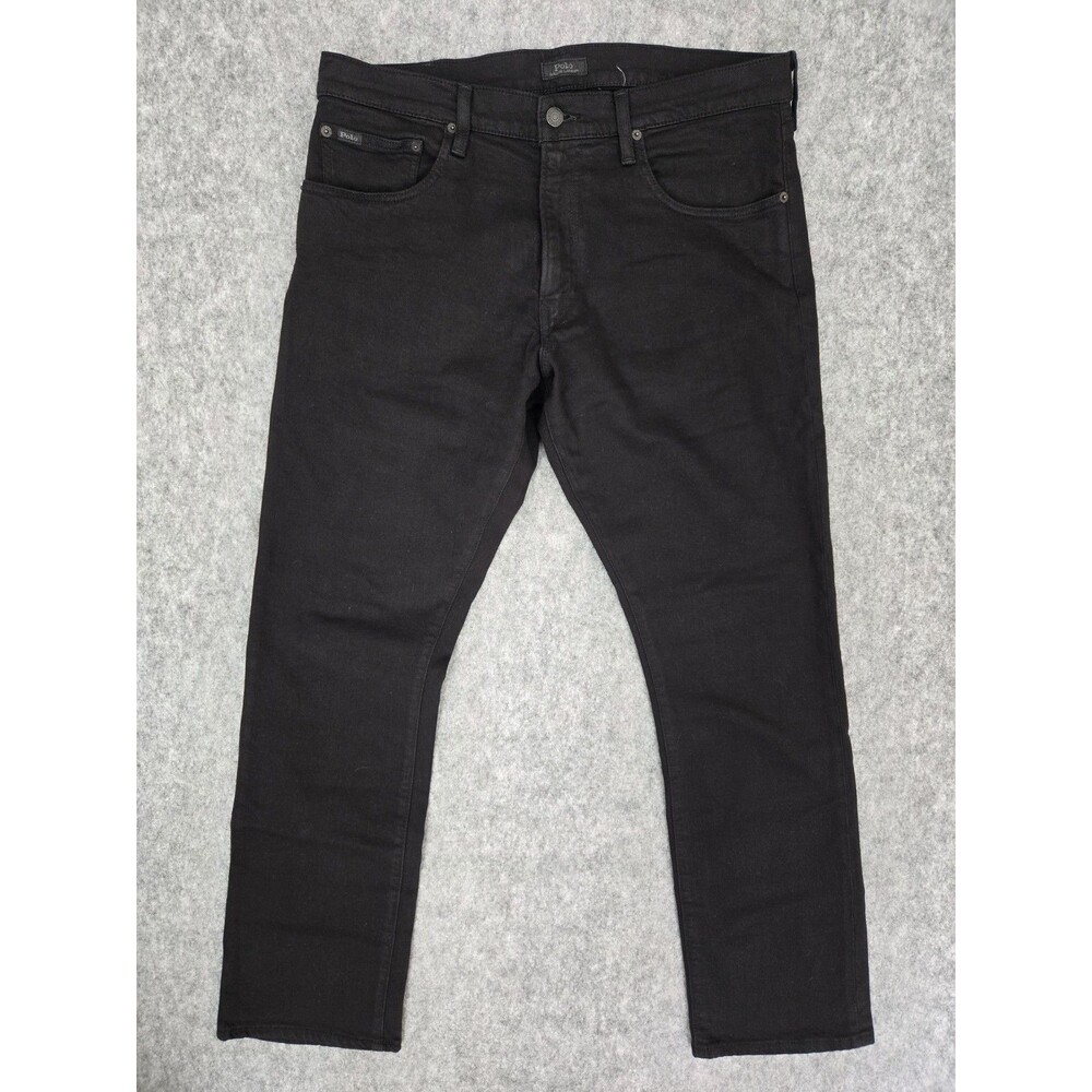 Polo Ralph Lauren Jeans Mens 34x30 Varick Slim Straight Black Wash Denim Stretch